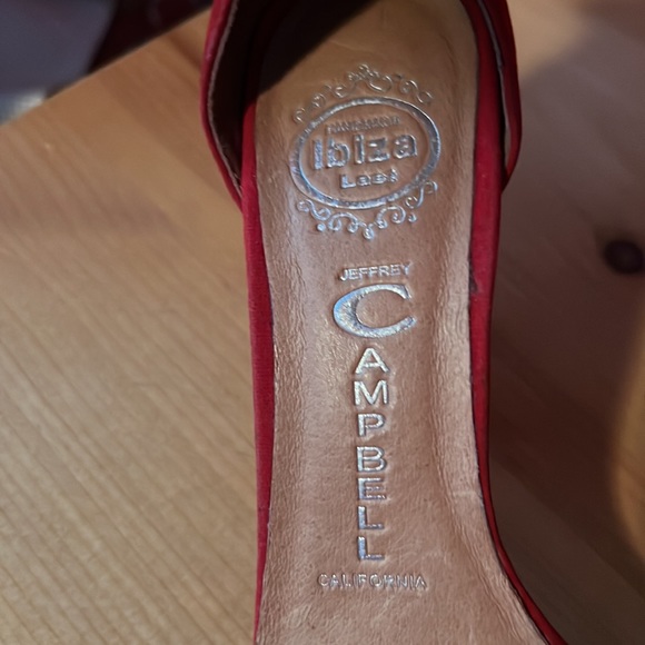Jeffrey Campbell Red Suede Foxtrot Heeled Sandal Sz 8 - Picture 4 of 11
